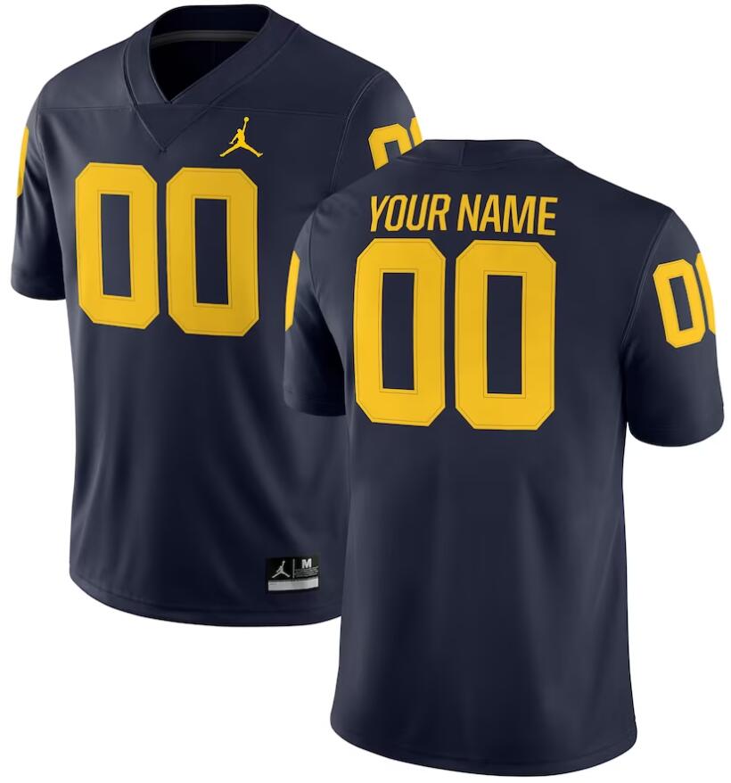 NCAA Men Michigan Wolverines navy blue customized jersey->customized ncaa jersey->Custom Jersey